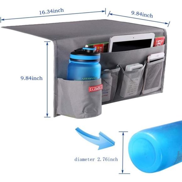 5 Pockets Bedside Caddy, Bedside Storage Organizer for Water Bottles, Magazines - Picture 3 of 7